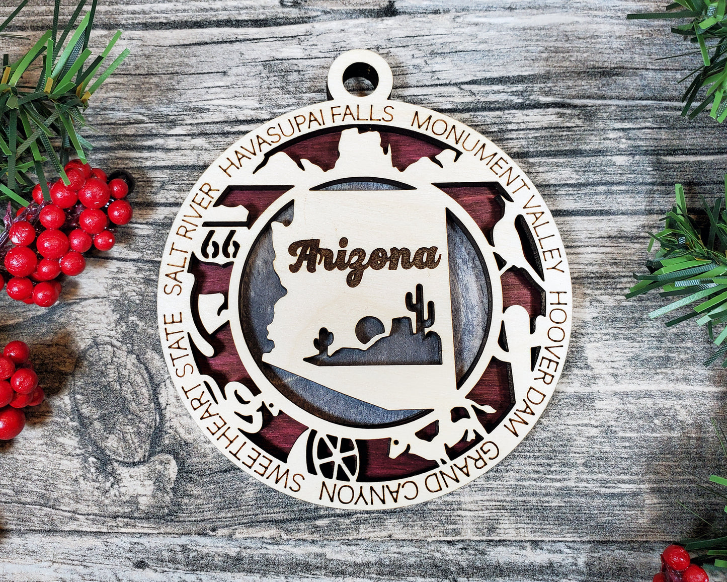 Arizona - Wood State Ornament