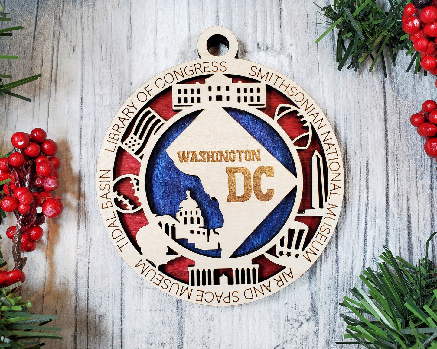Washington DC - Wood State Ornament