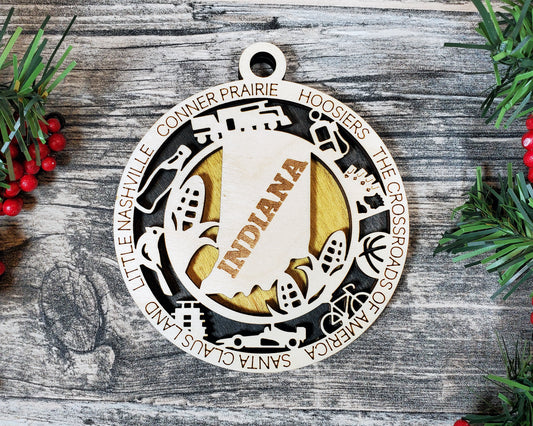 Indiana - Wood State Ornament