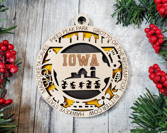 Iowa - Wood State Ornament