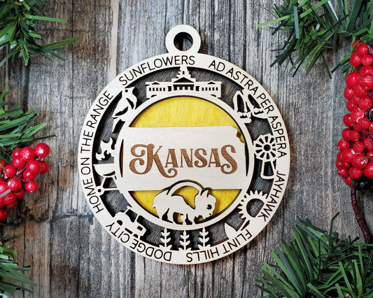Kansas - Wood State Ornament