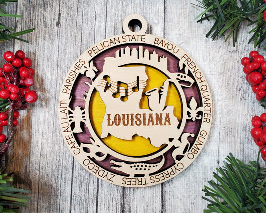Louisiana - Wood State Ornament