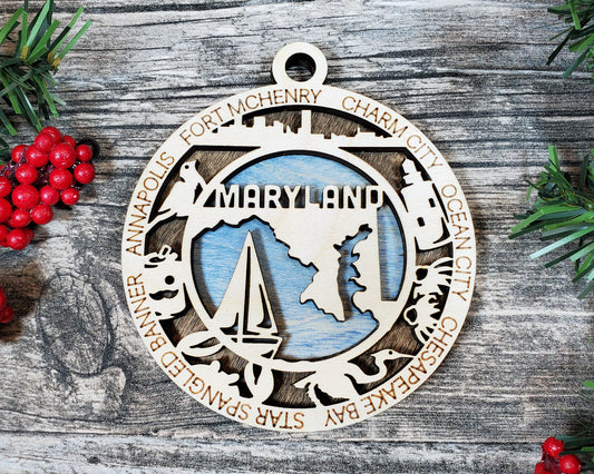 Maryland - Wood State Ornament