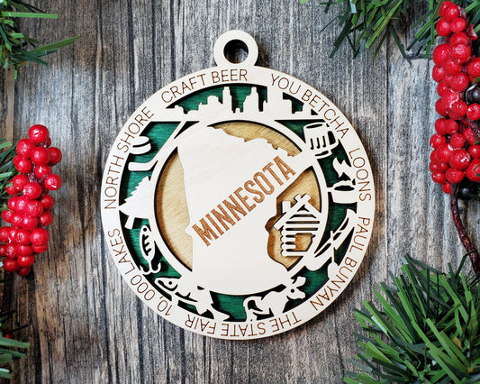 Minnesota - Wood State Ornament