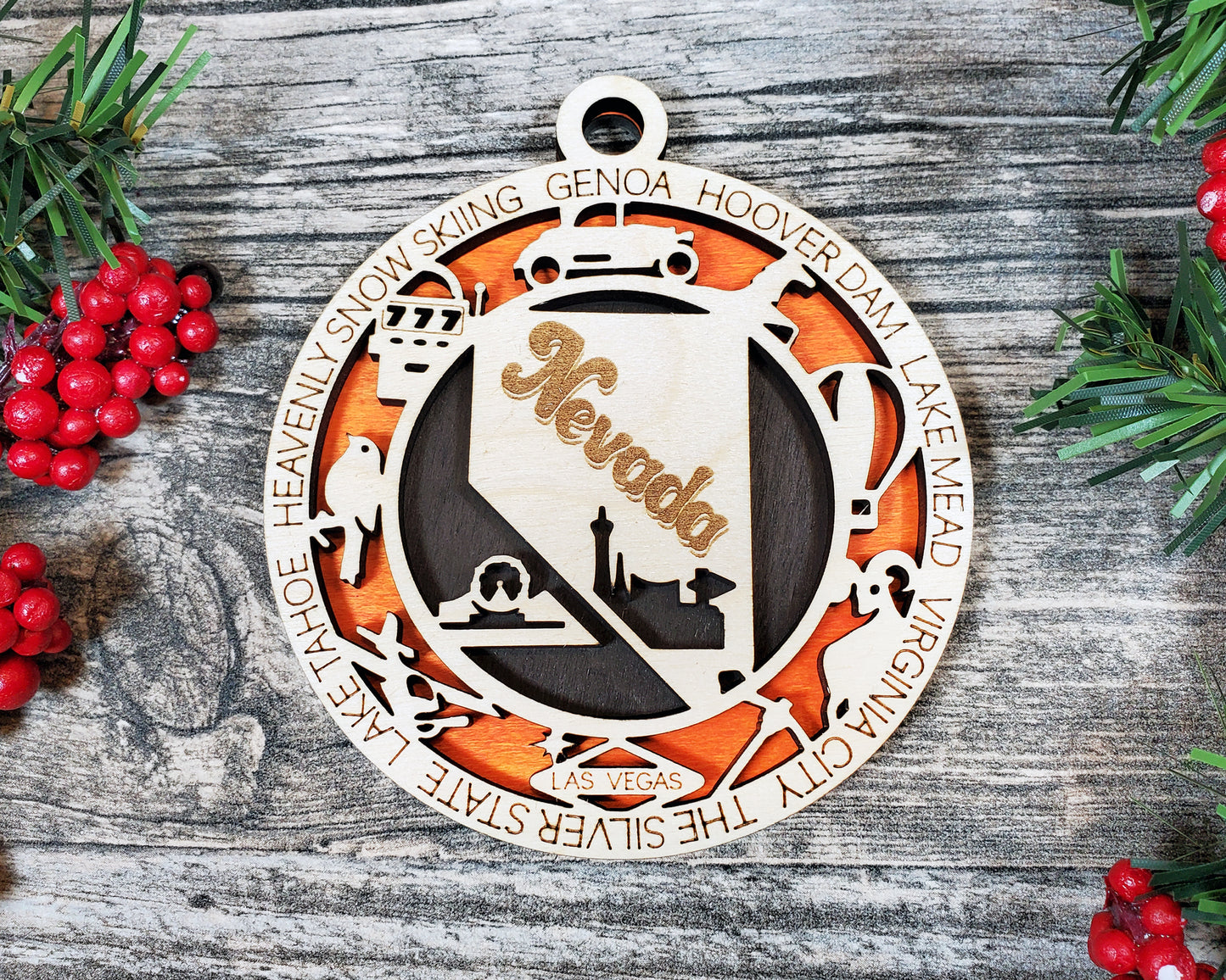 Nevada - Wood State Ornament