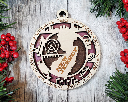 New Jersey - Wood State Ornament