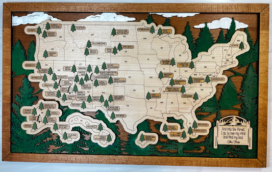 National Park Wood Travel Map