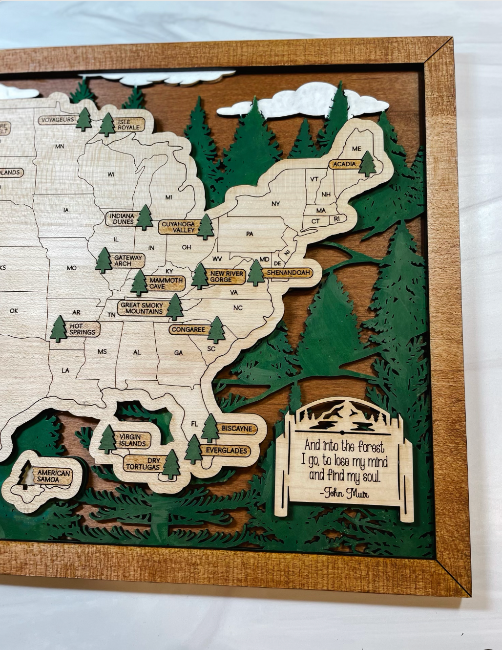 National Park Wood Travel Map