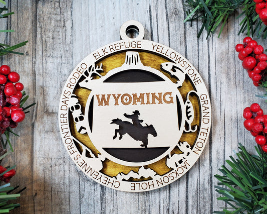 Wyoming - Wood State Ornament