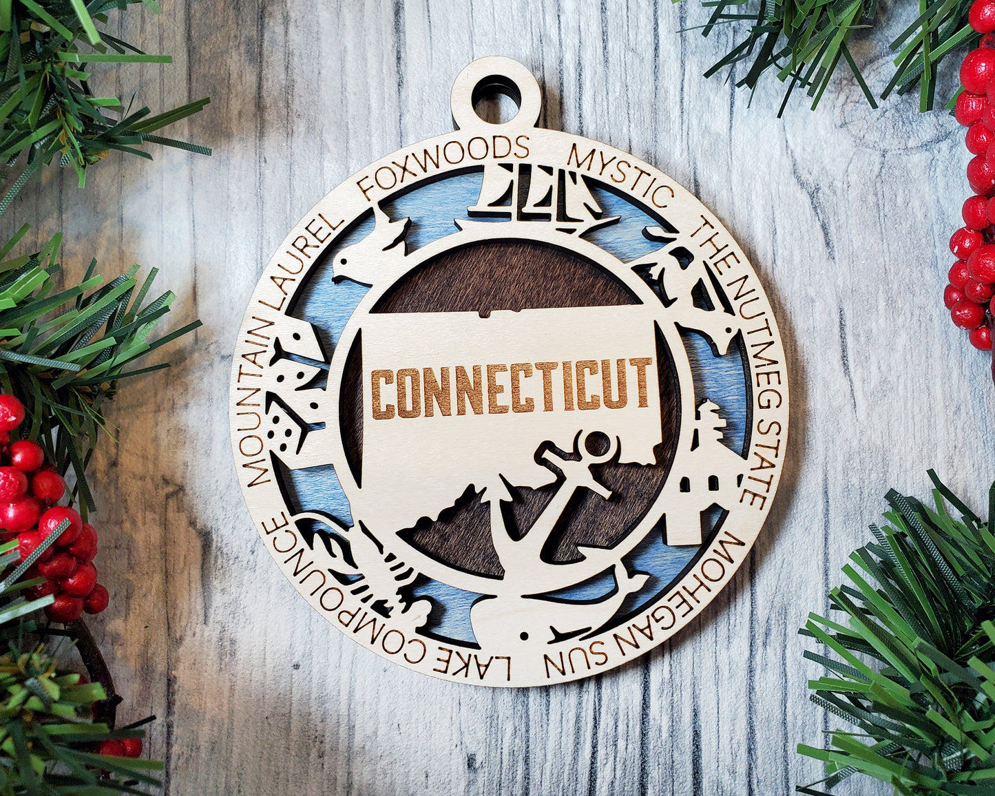 Connecticut - Wood State Ornament