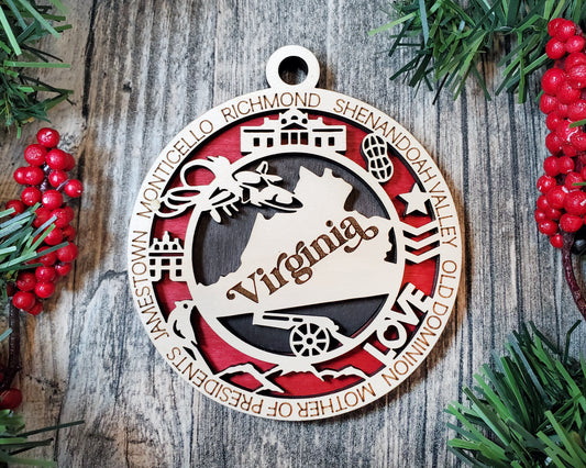 Virginia - Wood State Ornament